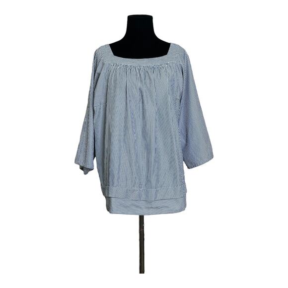 Vanessa Bruno blue white stripes 3/4 sleeves tunic top size 40/Medium - Picture 10 of 10